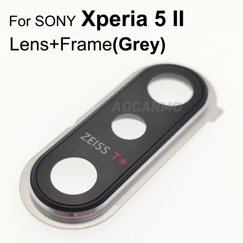 Aocarmo Achter Back Camera Lens Len Glas Met Metalen Frame Ring Lijm Voor Sony Xperia 5 X5 J8210 J9210 5II ii SO-52A SOG02: X5II Len Frame Grey