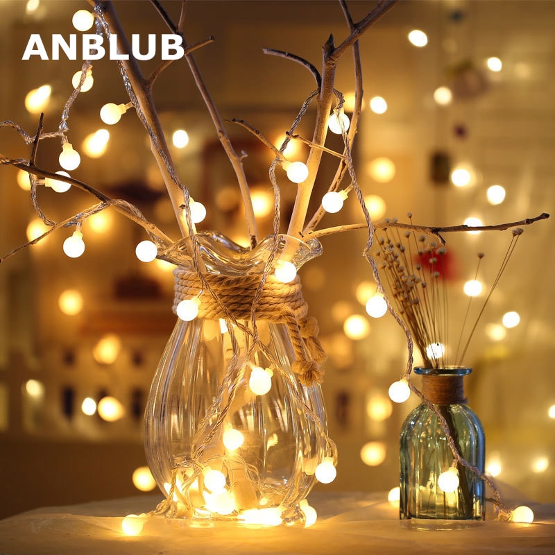 ANBLUB Jaar 1.5M 3M 6M LED Bal String Fairy Lights Garland Voor Kerstboom Wedding Indoor Outdoor Decoratie