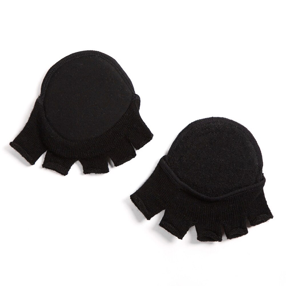 Sandalias con dedos abiertos que absorben el sudor forro de media suela con cojín de antepié Calcetines antideslizantes para mujer almohadilla suave sólida Invisible: Black 1