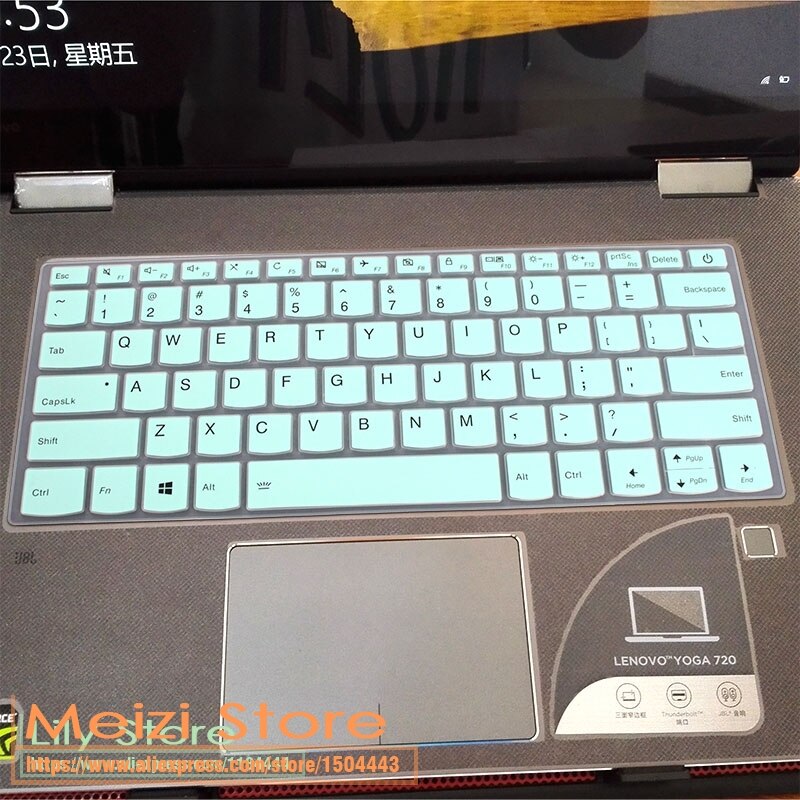 Laptop Keyboard Cover Skin Protector for Lenovo Ideapad S340 14" - Ultra-thin Silicone, Waterproof, Dustproof: White Blue