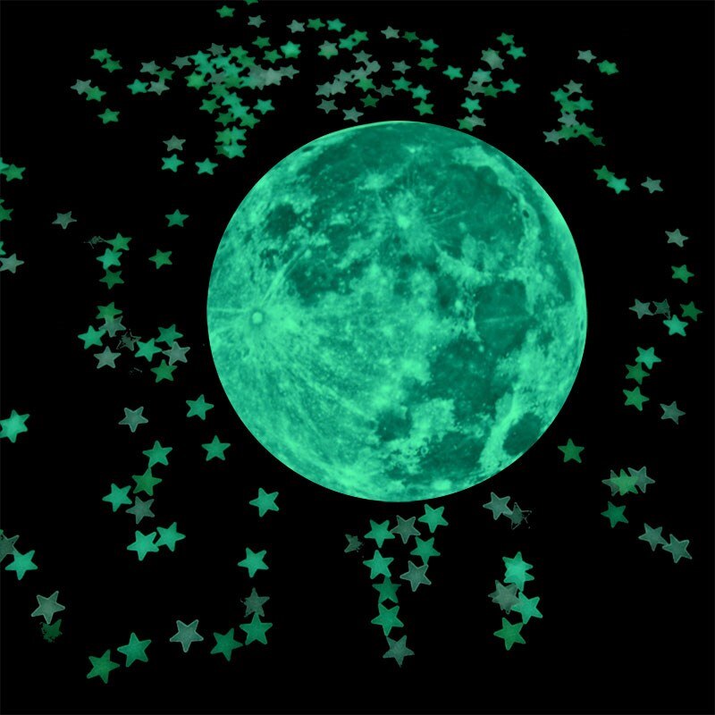 12/20Cm Lichtgevende Maan Aarde Cartoon Diy 3D Muurstickers Voor Kinderen Slaapkamer Glow In The Dark Muur sticker Home Decor Woonkamer