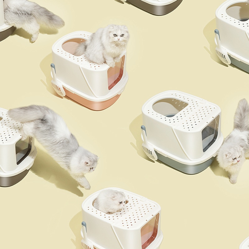 Caja de arena para gatos cerrada, antisalpicaduras Cajón Grande, desodorización, inodoro para gatos, extragrande, suministros para gatos