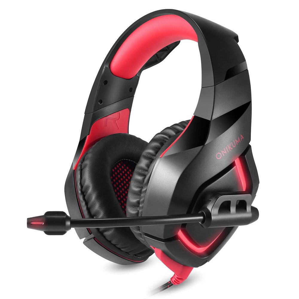 ONIKUMA Gaming Headset Gaming headphone Wired Earphone Casque Gamer Stereo Bass with Microphone Headphones For PS4 Laptop PC: K1B black red