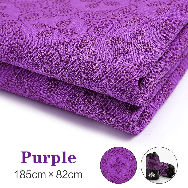 Folding Yoga Mat Cover Portable Yoga Blanket Non-slip Sweat-absorbent Quick Dry Travel Yoga Towel for Fitness Pilates Exercise: Purple C2