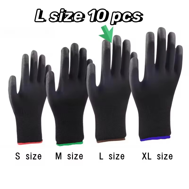 10 paar ESD-bescherming Veiligheidshandschoenen Veiligheid Werk Slijtvaste reparatiehandschoenen Palm gecoate handschoenen Timmerman Reparateurbenodigdheden: YELLOW