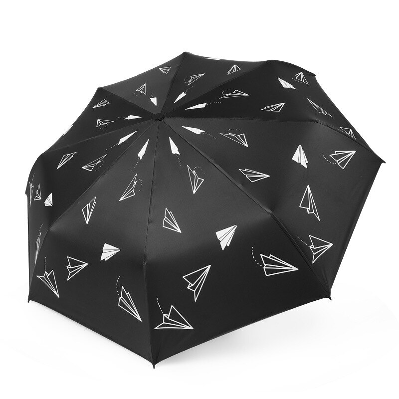 Yada papieren vliegtuig patroon 3- opvouwbare paraplu dames uv regenbestendige paraplu parasol regen zon licht paraplu's  yd200210