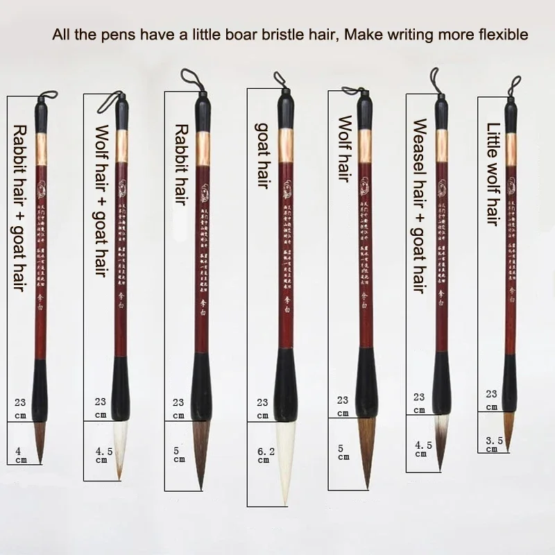 7 stks Chinese Kalligrafieborstels Set met Pen Box Set Schrijven Brush Tool Kalligrafie Inkt Caligrafia Art Schilderen Craft Supplies