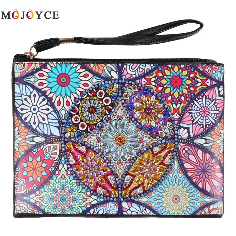 Women Wristlet Bags DIY Special Shaped Diamond Painting Zipper Wallet Women Clutch Coin Purses: Geometric 1