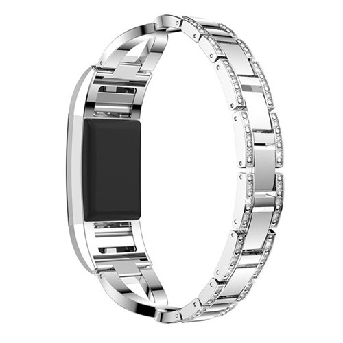 Watch Band For Fitbit Charge 2 strap Replacement Metal Bracelet Adjustable Straps for Fitbit charge2 Watch Bands with Rhinestone: Silver