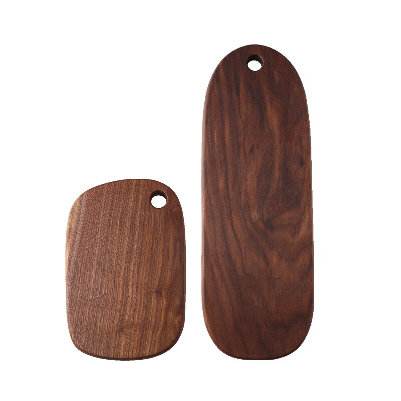 Tablero de madera de nogal negro hecho a mano con personalidad moderna simple y creativa, tabla de pan horneada de estilo rústico, bandeja de postre y queso LB43014