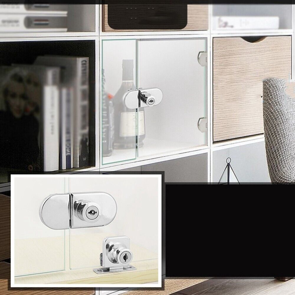 Cabinet Door Lock Glass Display Cabinet/Showcase Locks Single/Double Door No Need Drilling Easy To Install Home Tool