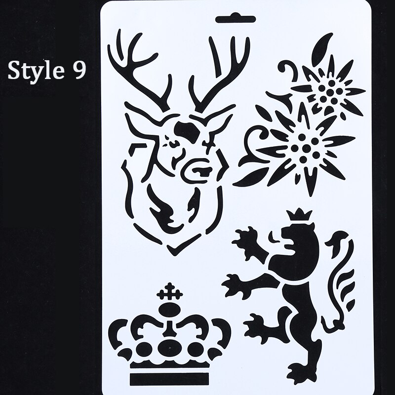 10Pcs Drawing Painting Stencils Scale Template Set 8.3 X 11.7 inch, Plastic Shape Scrapbook Stencils Graphics Stencils for Child: Style 9