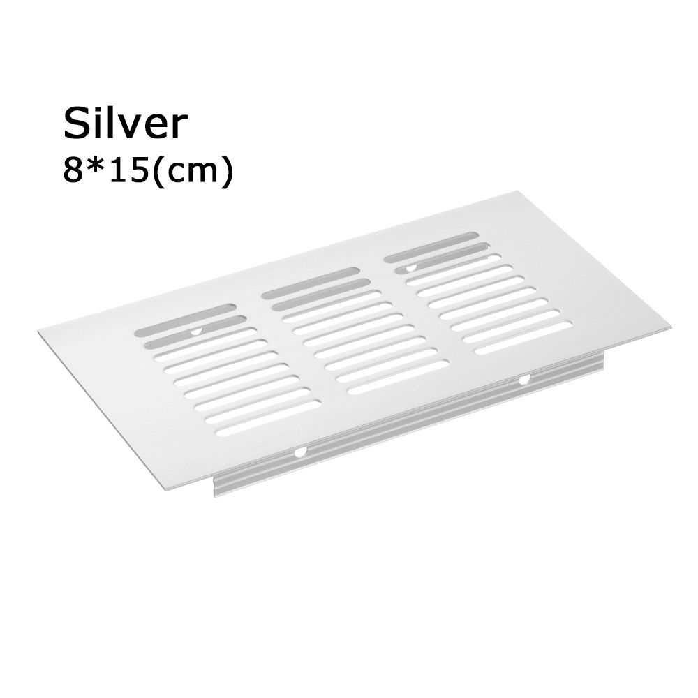 Rejilla de ventilación de aleación de aluminio para armario, cubierta de orificios, adornos, rejilla de ventilación: silver-8x15cm-