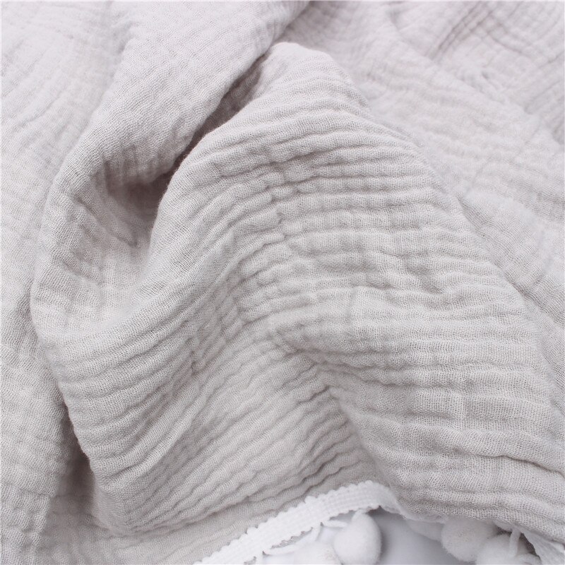 Mousseline Baby Inbakeren Deken Met Pom Poms Katoen Gaas Inbakeren Wrap Voor Baby &#39;S Pasgeborenen Ontvangen Dekens Baby Douche