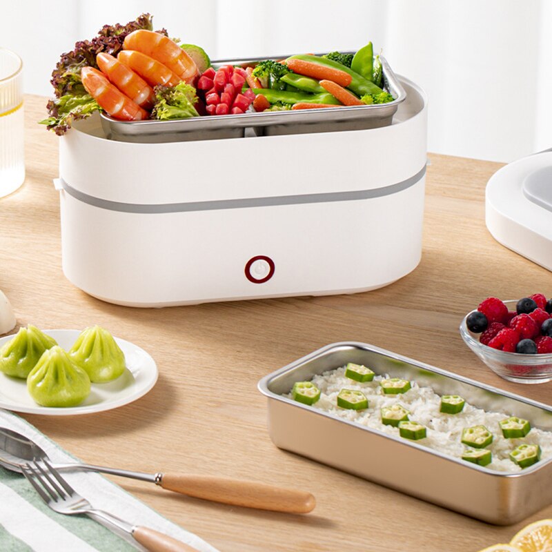 Electric Heated Lunch Box Portable Bento Box Fast Heating Bento Box 1/2 Layer Food Storage Container For Student Office Worker
