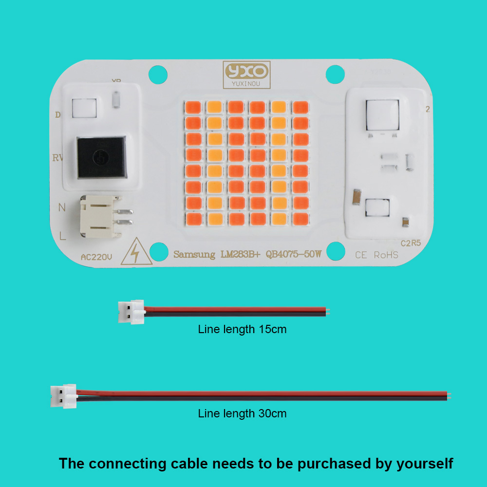 1 Uds. Sam-sung lm283b rojo 660nm Led Chip de luz de cultivo DOB AC COB módulo 50W cuentas de lámpara sin necesidad de controlador para plantas de interior: Verde claro