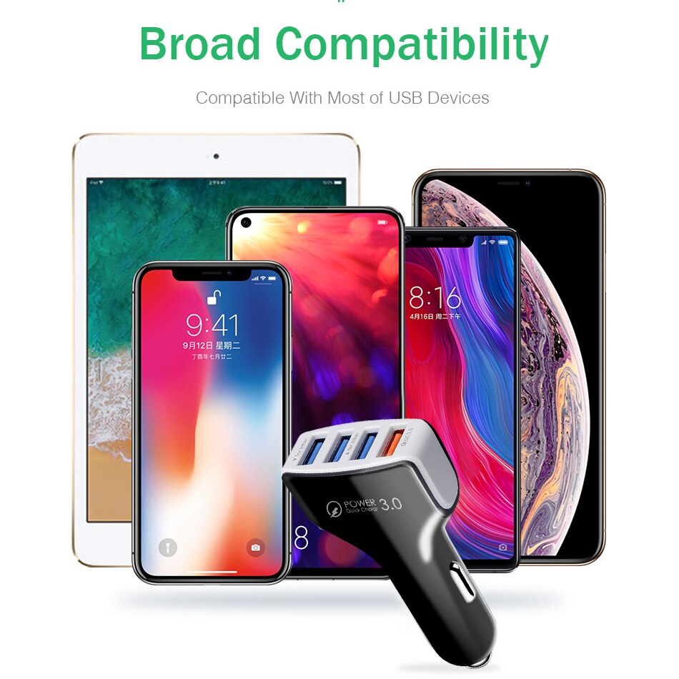 Kebidu 30W caricatore per auto a 4 porte ricarica rapida 3.0 adattatore doppio USB ricarica rapida per iPhone caricabatteria da auto per telefono Samsung Xiaomi