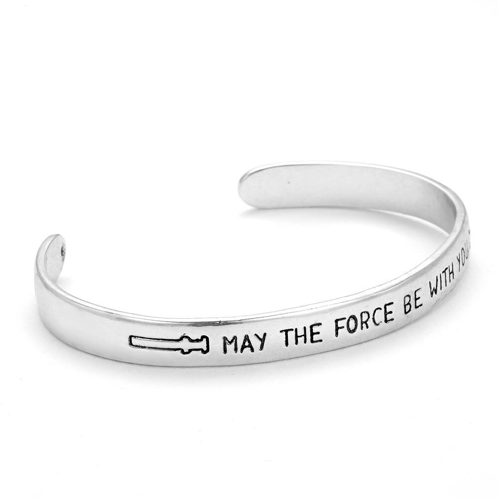 May The Force With You – Bracelets en acier inoxydable pour hommes, bijou ajustable, mignon, à la