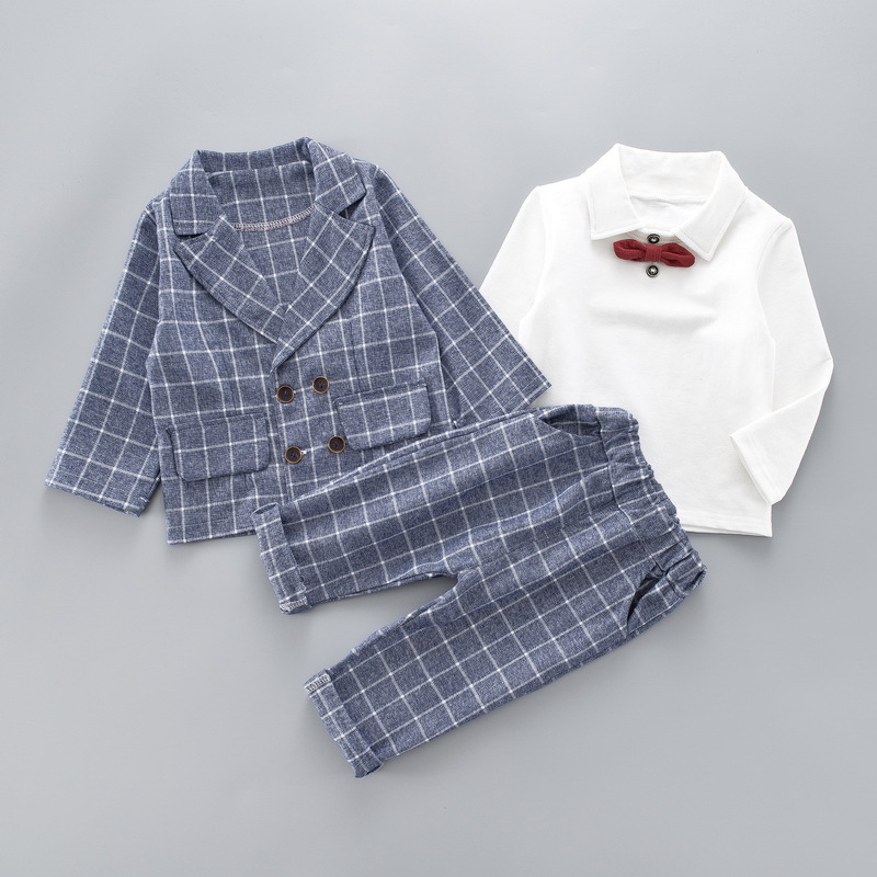 Hylkidhuose Baby Jongens Kleding Sets Peuter Baby Kleding Suits Herfst Plaid Jas T-shirt Broek Kind Casual Kostuum