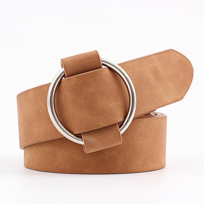 womens round casual ladies belts for jeans Modeling belts without buckles leather belt cinturon mujer: Camel