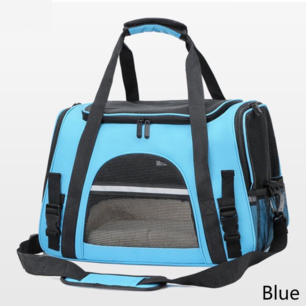 Portable Dog Carrier Bag Portable Dog Backpack With Mesh Window Airline Approved Small Pet Transport Bag Carrier For Dogs: A-Blue