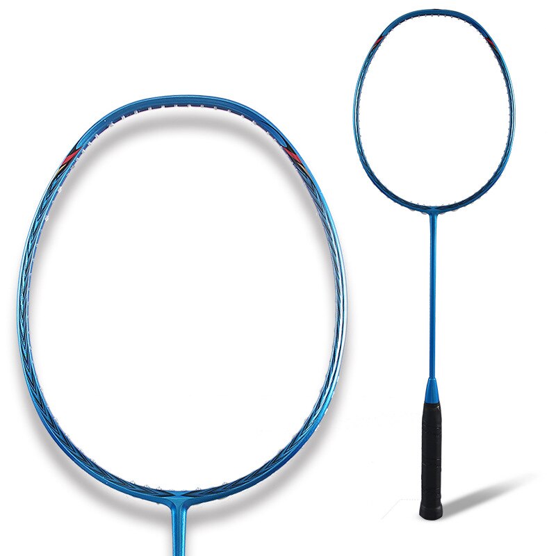 Carbon Badminton Racket Single Shot Men And Women Training Badminton Racket With Racket Bag: Blue