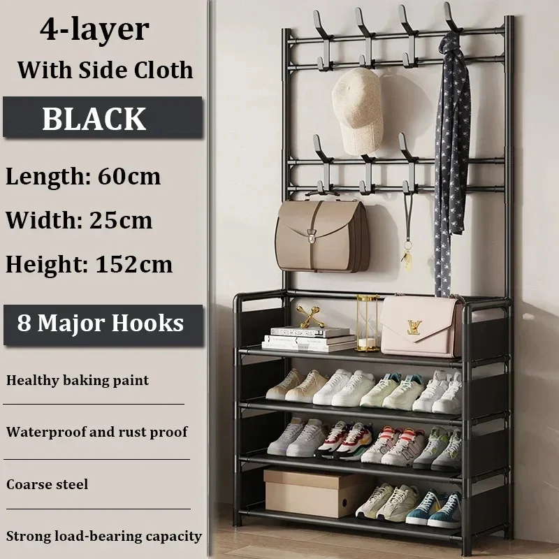 Colgador de ropa, Zapatero multicapa, puerta DIY, estante para sombreros y zapatos, organizador Simple de pie para sala de estar, estantes de almacenamiento: Verde claro