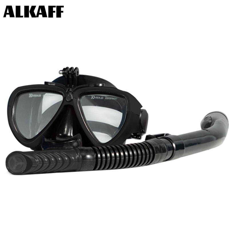 full Face Scuba Diving Mask Myopia Anti Fog Goggles With Camera Mount Snorkeling Set Swimming mask deep water For Adult: Black suit