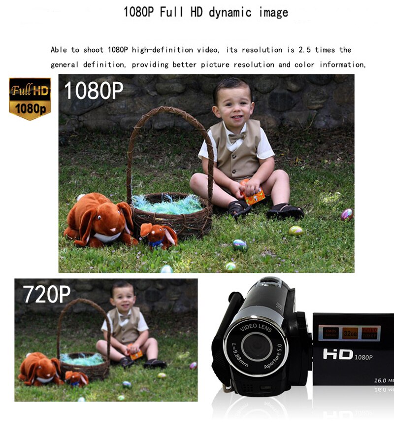 Full Hd 1080P Digitale Video Camera Camcorder Rood Zwart 2.7 Inch 32Gb 16x Zoom Mini Dv Kids Camcorder night Schieten Vlog Camera