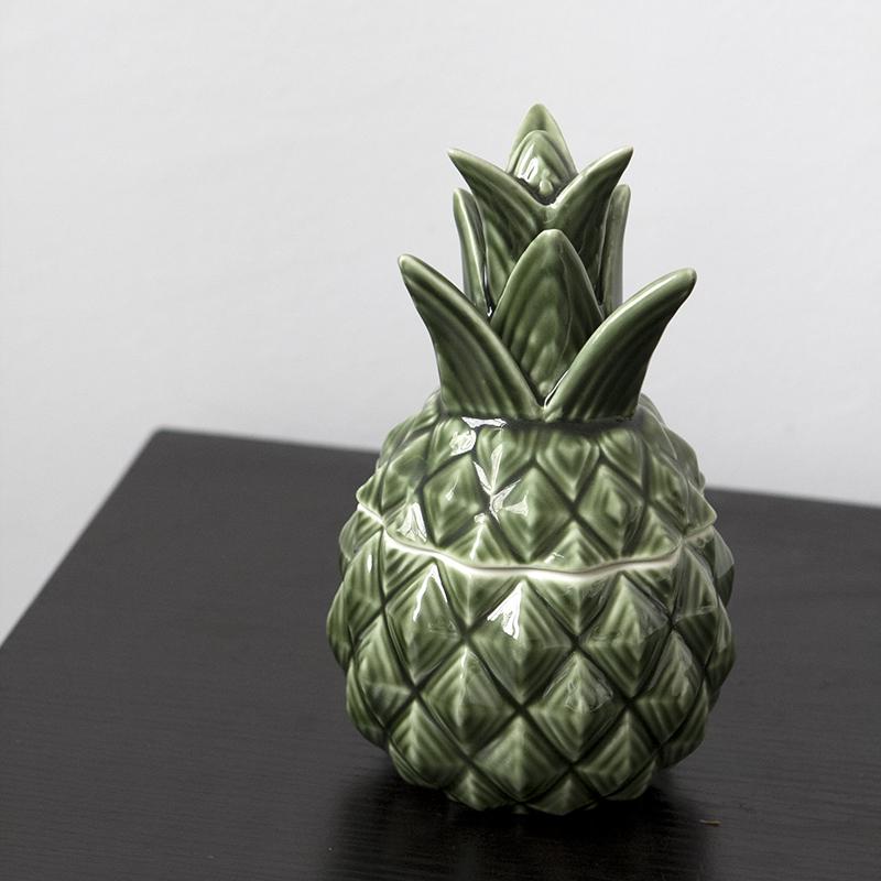 Pineapple Food Ceramic Storage Jar White/green: green