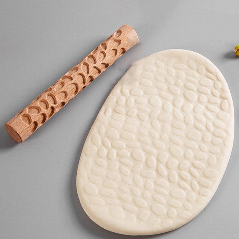 Embossing Rolling Pin Christmas Theme Pattern Engraved Wooden 3D Roller for Embossed Pastry Fondant Cake Dough Kitchen