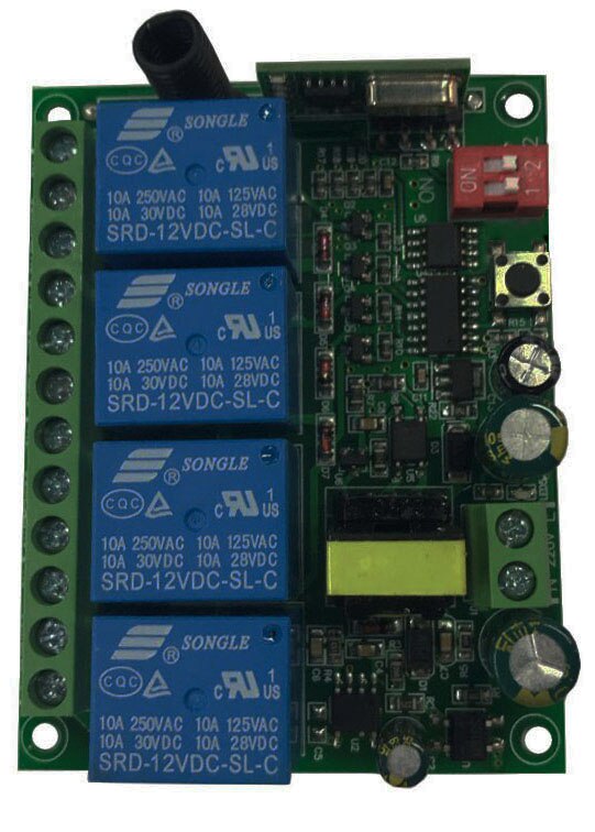 433MHZ AC110V 220V 10A 4CH Relay Switch RF Wireless Remote Control System Receiver Transmitter 433mhz Fan/Motor Garage Doors: black