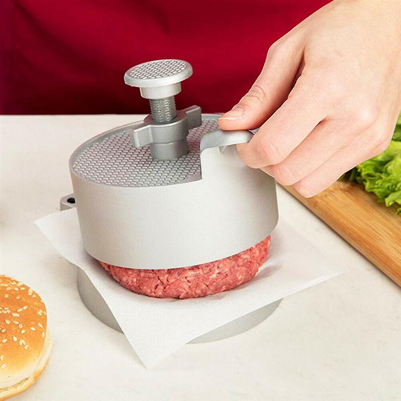 Aluminiumslegering hamburger kødpresseværktøj burger maker oksekødsfabrikanter skimmel burger pressemaskine værktøj (sølv)