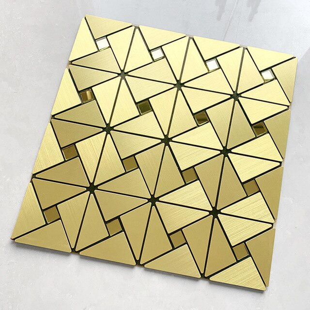 Mosaïque aluminium dosseret carrelage mural peler et coller cuisine plancher en bois arrière-plans douche -né enfants Phot: Gold