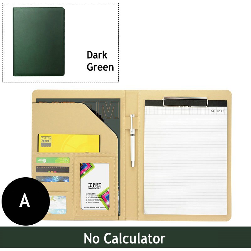 Multifunctionele Business Portfolio Padfolio A4 Lederen Organizer Manager Map Met Klembord: green