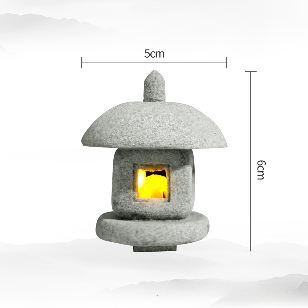 Mini Pagode Lantaarn Licht Tuinbeeld Micro Landschap Aquarium Zen Yard Aquarium Bonsai Zen Garden Home Outdoor Decoraties