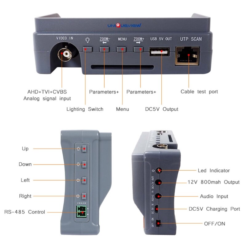 2 in 1 Analog Video With Network Cable Tester 4.3 in TFT LCD Monitor W/ Battery