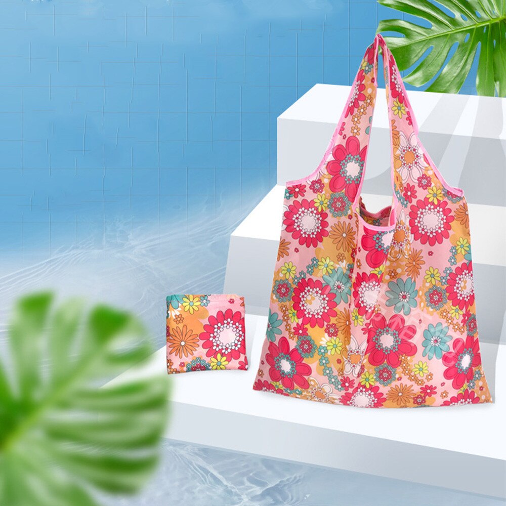 Nouveaux sacs à provisions réutilisables de Polyester sac fourre-tout pliable de grande capacité sac d'épicerie d'épaule Portable avec poignée