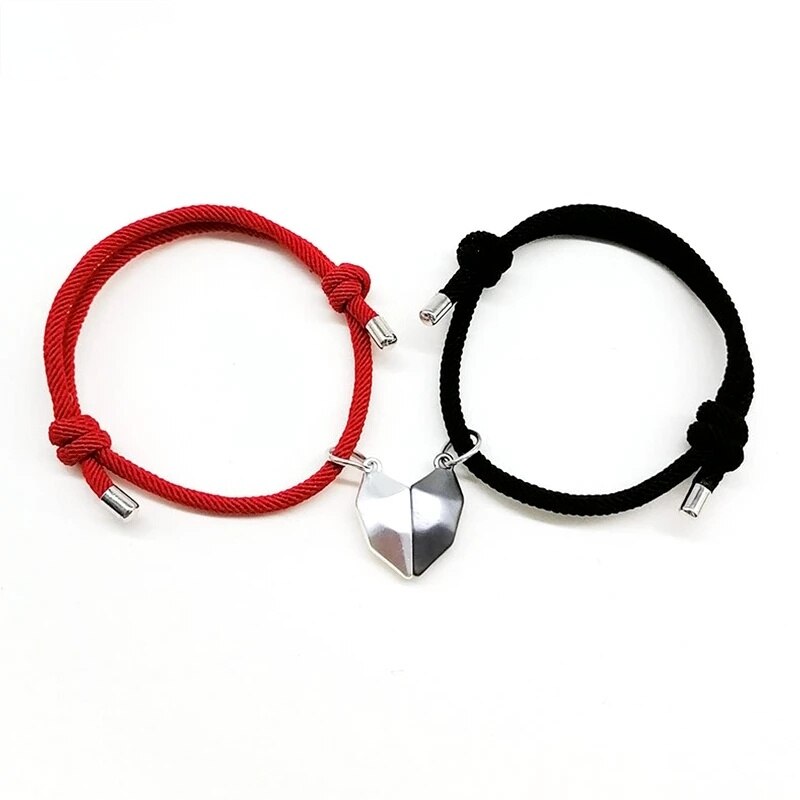 2 stk ønskesten magnetiske par armbånd halskæder til kvinder mænd elskere attraktivt hjerte vedhæng magnet armbånd halskæde: Armbånd d