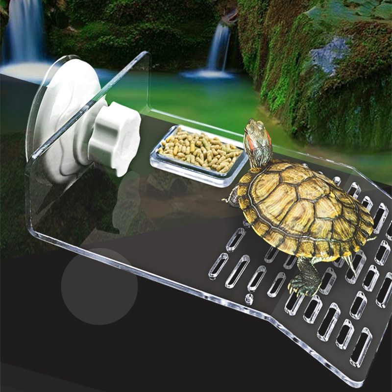 Akvarie skildpadde terrasse platform skildpadde forsyning akryl mole soltørrebord fodring trug dock crawler basking dekoration