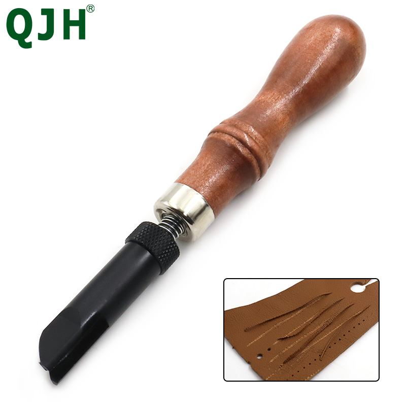 Diy Leer Hulpmiddel V-Groef Type Push Groovende Apparaat Verstelbare Handvat Groover Craft Guts Gereedschap Naaien Leer Hobbygereedschappen