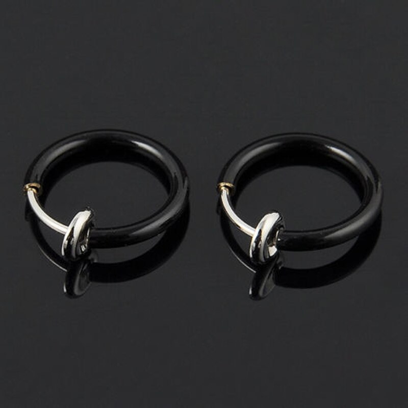 Lnrrabc 2 Pcs Onzichtbare Geen Oor Gat Oorbellen Clip Neus Ring Belly Button Ring Voor Unisex Punk Wind Sieraden Accessoires: Black