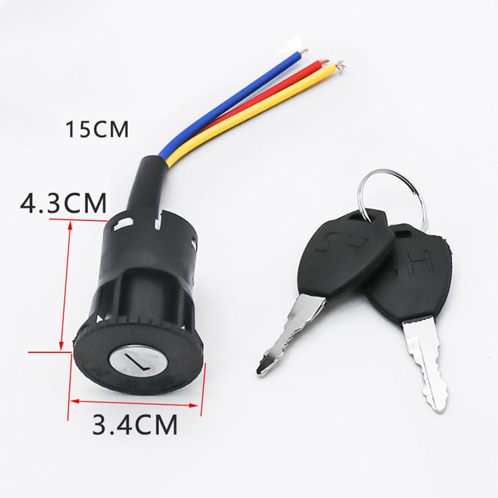 Llave de interruptor de encendido para bicicleta eléctrica, bloqueo de 3 posiciones de cable para patinete eléctrico, candado para bicicleta eléctrica + llave, accesorios eléctricos para bicicleta: Gris claro