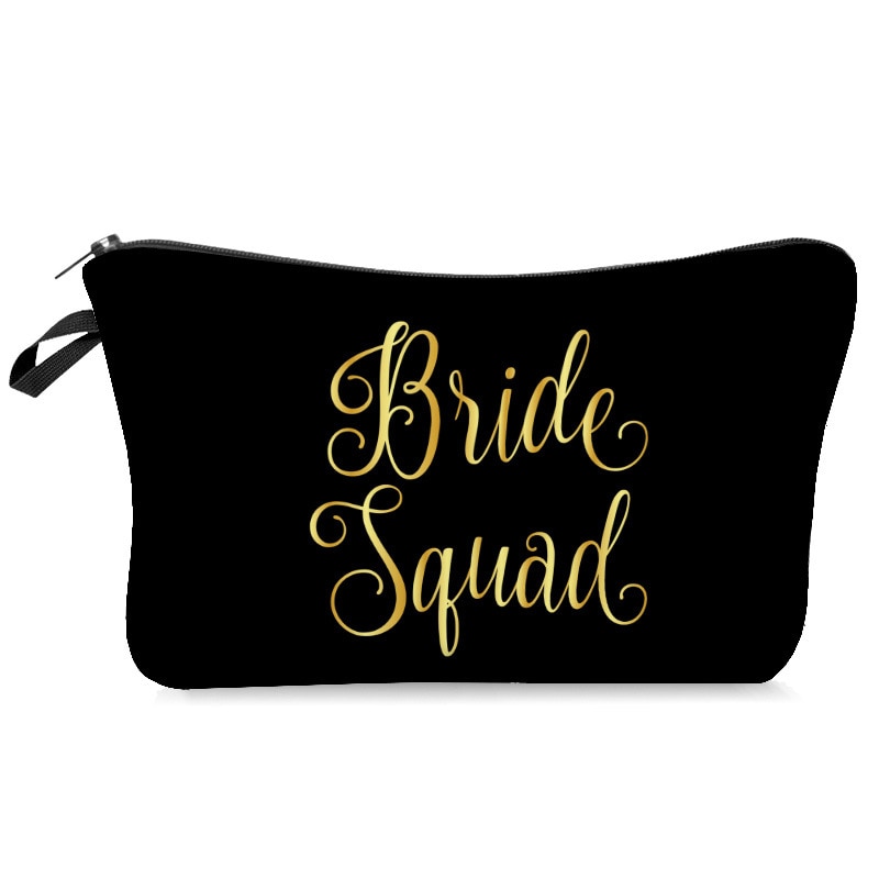 Team Bruid Brief Gedrukt Make-Up Tas Wit Cosmetische Zakken Bruidsmeisje Wedding Party Make Pouch Dames Beauty Case Toilettas: A1