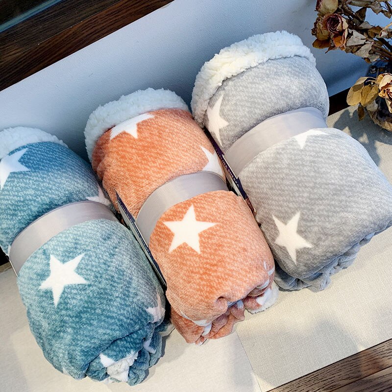 Winter Double-sided Thickened Edelweiss Duvet Cover Cute Cartoon Baby Duvet Cover Sofa Cover Blanket AB Flannel Cover Blanket