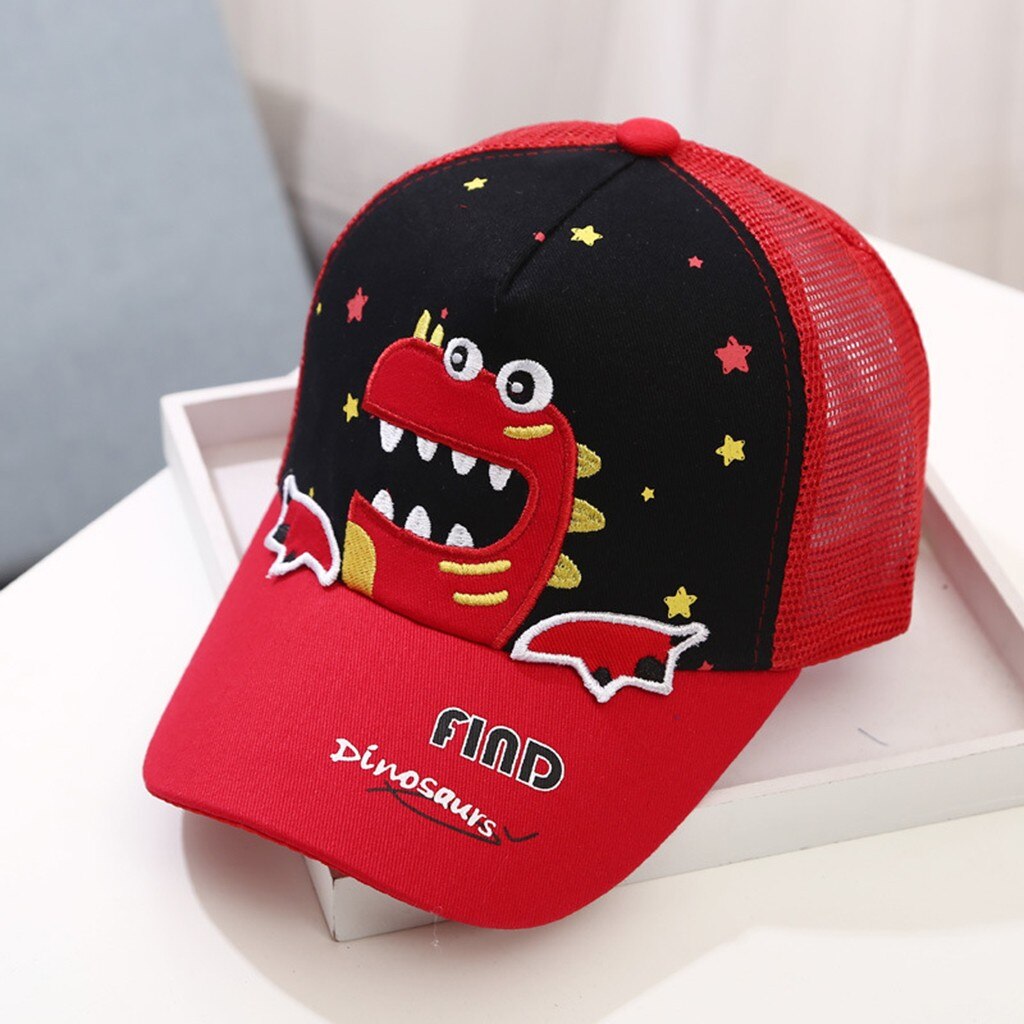 Zomer Baseball Cap Voor Kinderen Jongens Meisjes Dinosaurus Geborduurde Mode Outdoor Baseball Snapback Caps Piekte Kinderen Zonnehoed 2064: RD