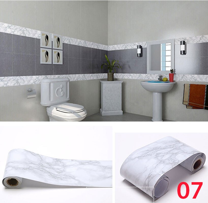 5M Self-Adhesive Baseboard Waterproof Living Room Bathroom Waistline Border Rustic Tile Wall Stickers Modern Wallpaper Borders