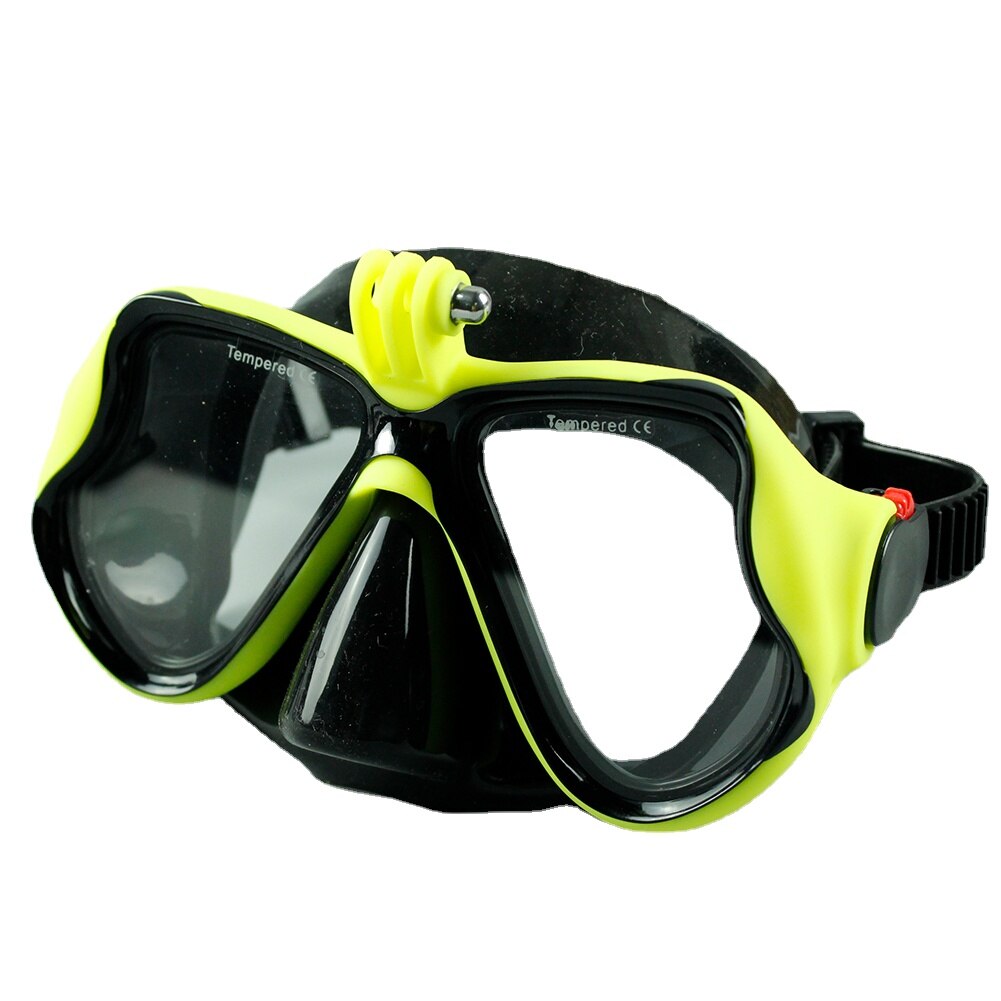 Scuba Duikbril Met Camera Mount Duiken Glazen Anti-Fog Gehard Glas Zwembril 3/4 +/5 Voor freediving Snorkelen: Yellow frame black