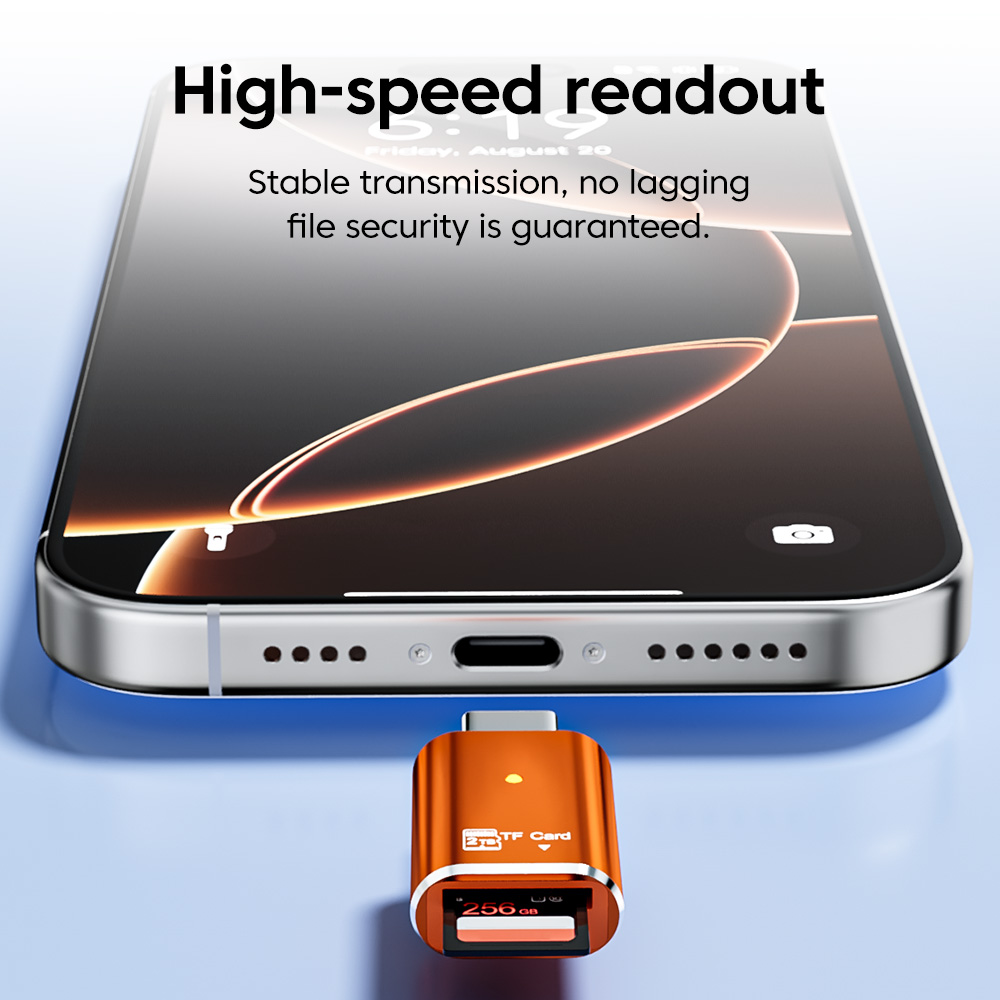 Adapter czytnika kart typu C Czytnik kart Micro SD TF Adapter kart pamięci USB-C Transmisja danych do 2 TB dla iPhone 15 16 Pro PC