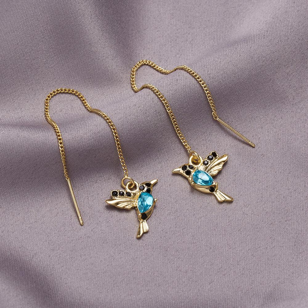 1 paar Einzigartige Lange Tropfen Ohrringe Vogel Anhänger Quaste Kristall Anhänger Kolibri Ohrringe Damen Schmuck für Jubiläum Party